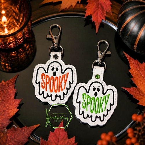 Spooky Ghost Snaptab / Keyfob Embroidery Design